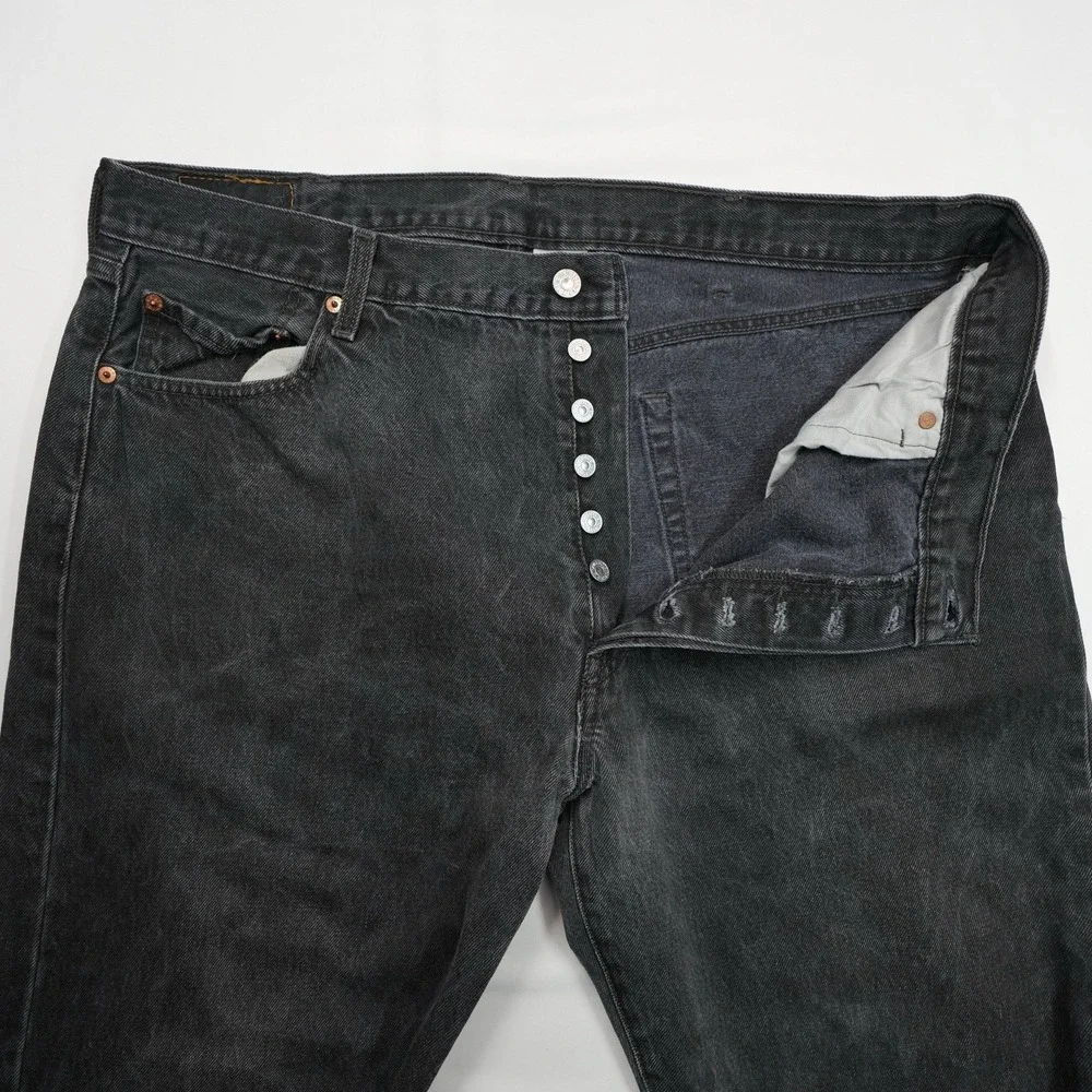 Levi's 501 Men Jeans Size 42X30 (39X29) Black Regular Fit Straight Leg ButtonFly